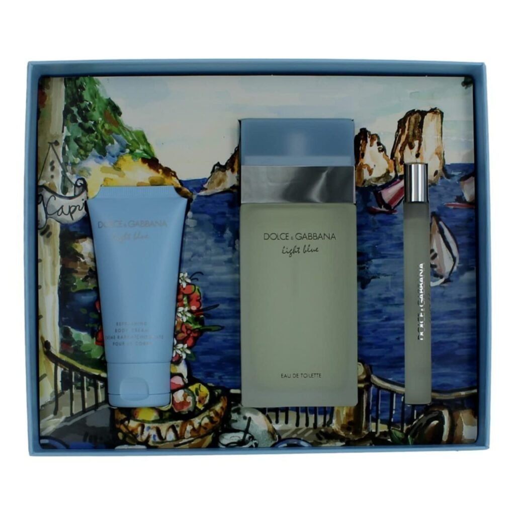 Dolce And Gabbana Light Blue 3 Pc Set (W) Edt Sp 3.4, B/C 2.5, Sp 0.33 Oz